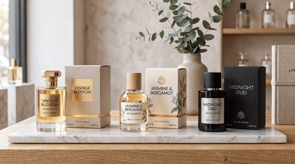 VERTEX luxury fragrance branding packaging elegant perfume bottle design premium cosmetic brand identity presentation