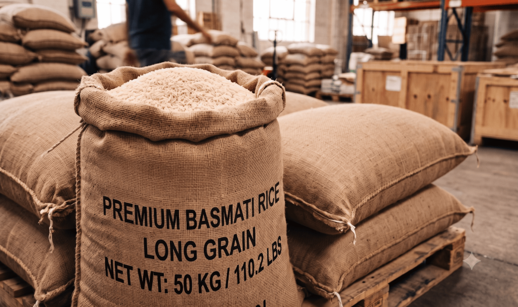 Global basmati rice export supply chain and international logistics