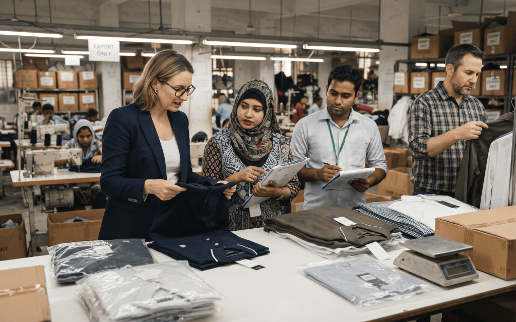 International apparel quality review before export shipment from VERTEX Supply Networks