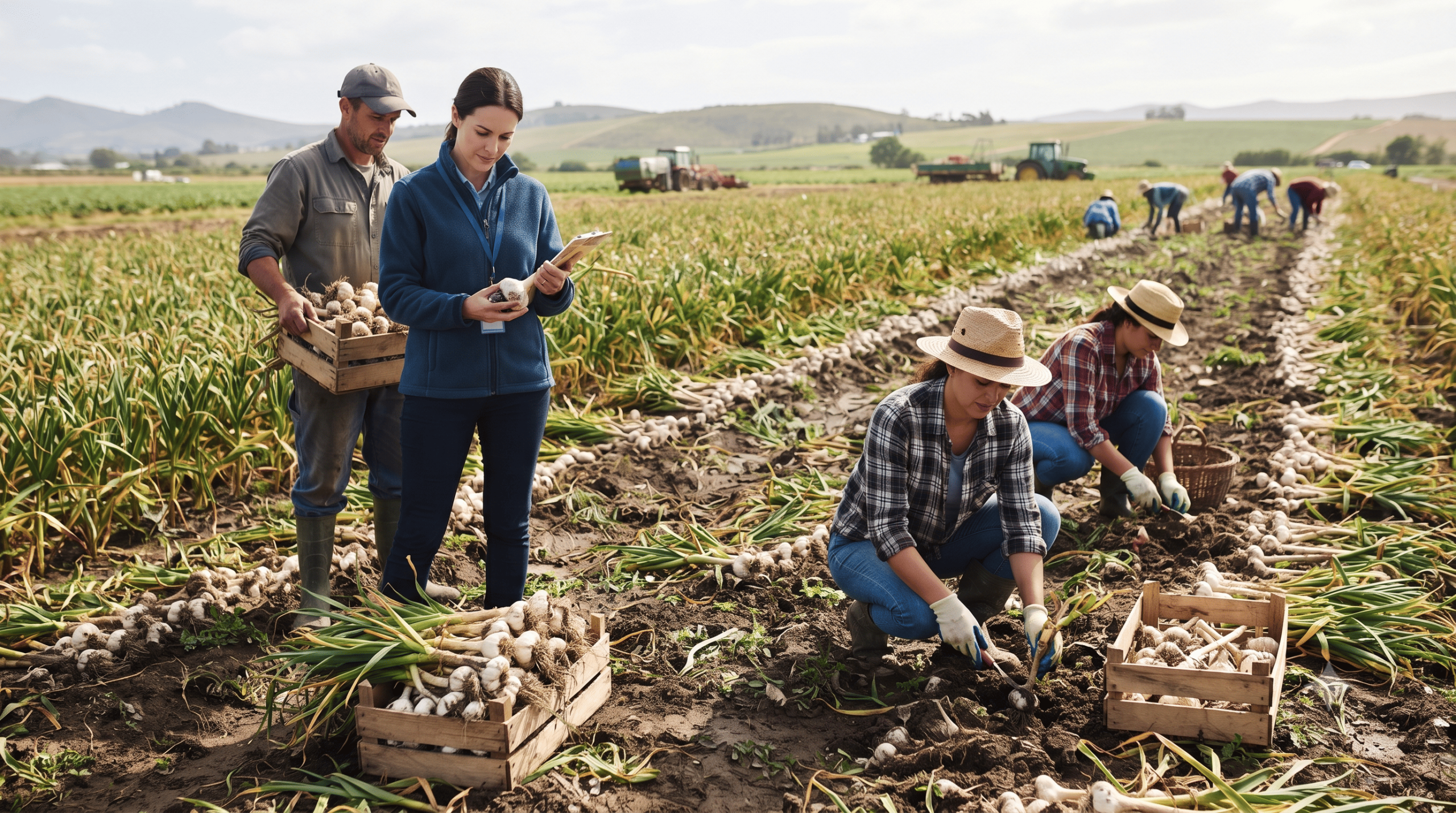 Direct farm sourcing of fresh garlic with quality inspection before export