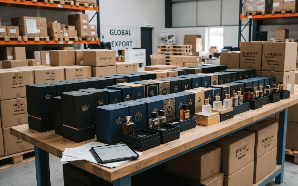 Export-ready private label perfume products prepared for global distribution