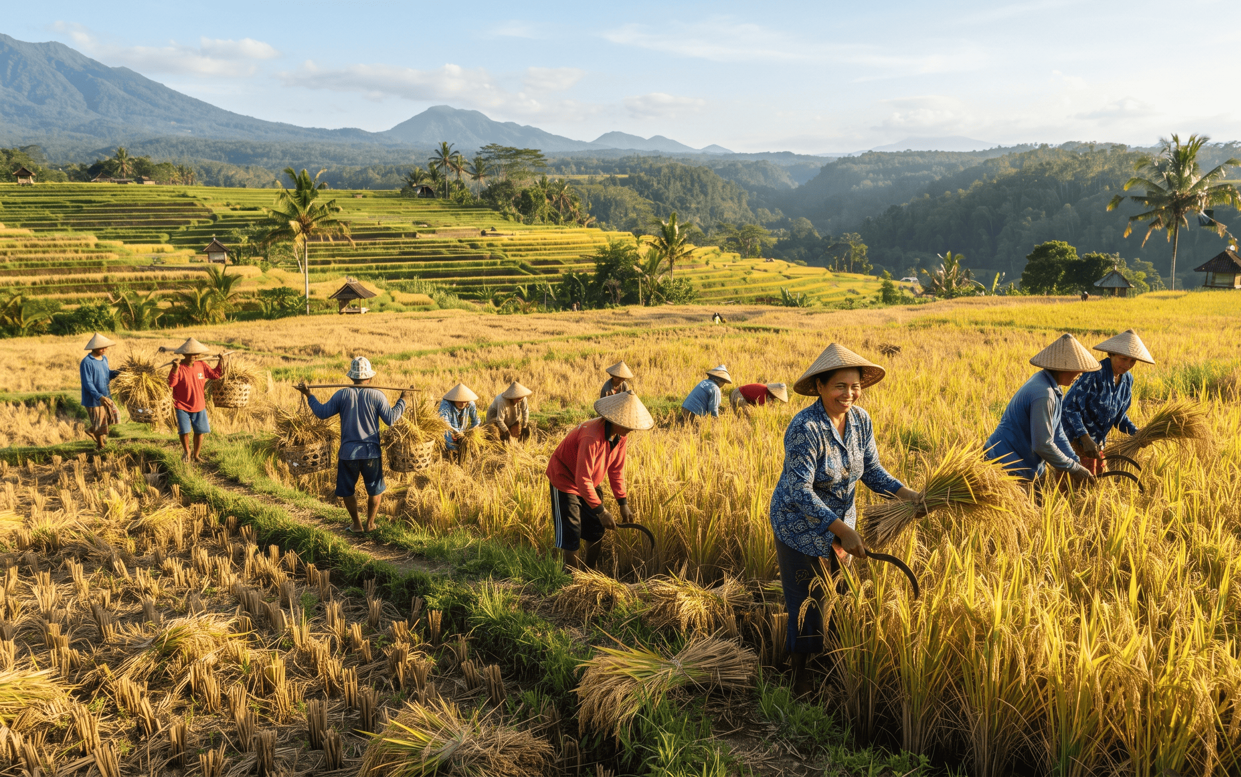 Farm sourced rice being harvested for export