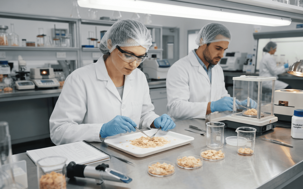 Quality inspection and laboratory testing of dehydrated garlic before export