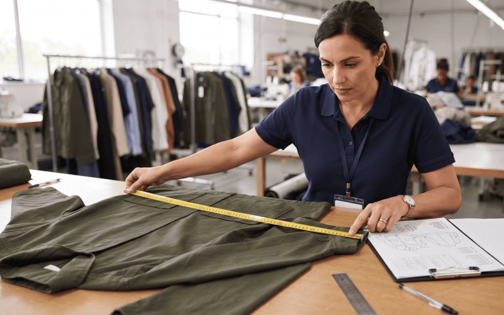 Garment measurement checking during apparel quality control inspection