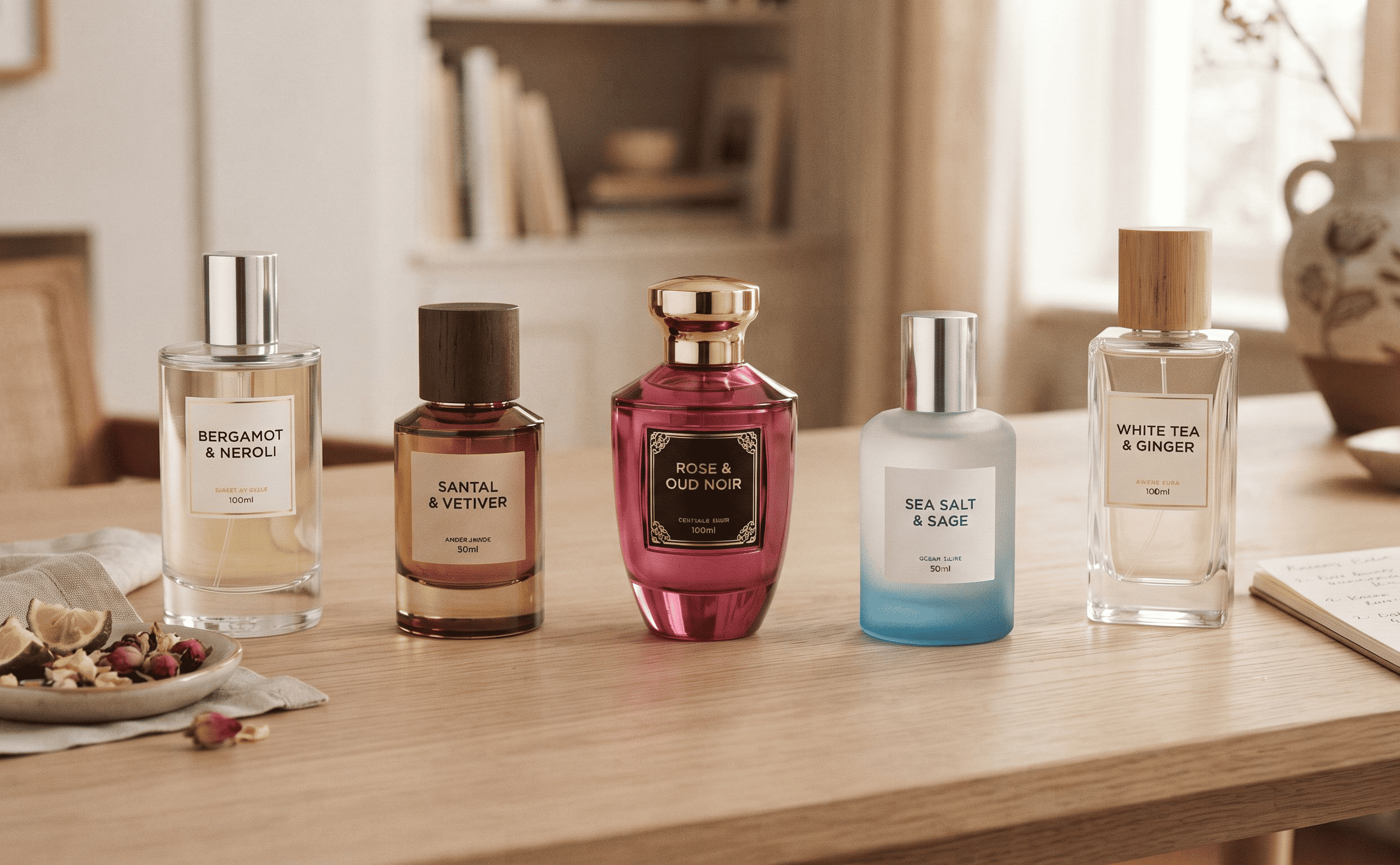 Luxury private label perfume bottles lineup for fragrance brands
