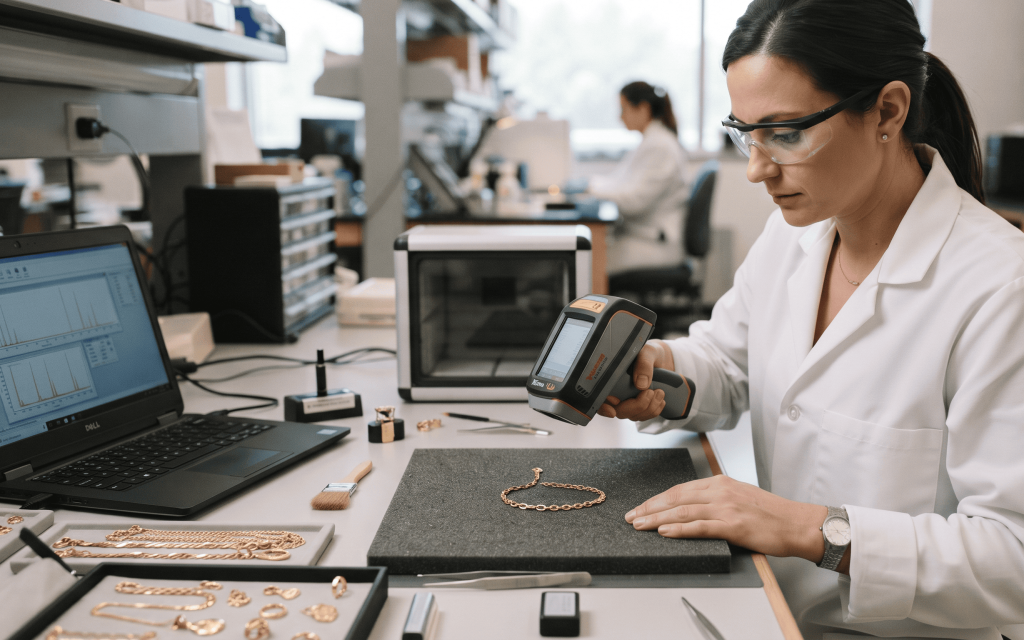XRF jewelry testing used to measure plating thickness during jewelry quality control