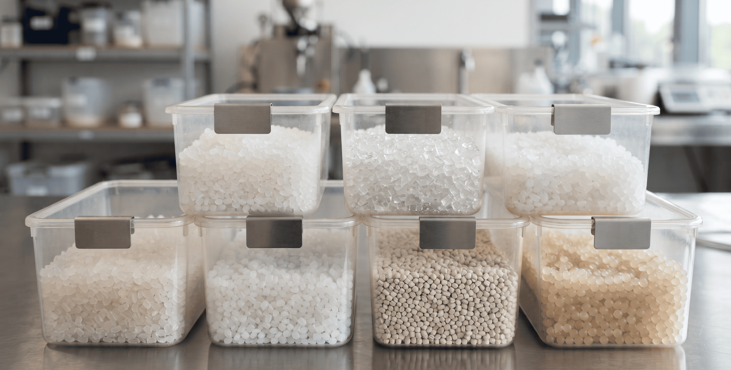 Different polymer pellets and plastic resin grades for industrial manufacturing