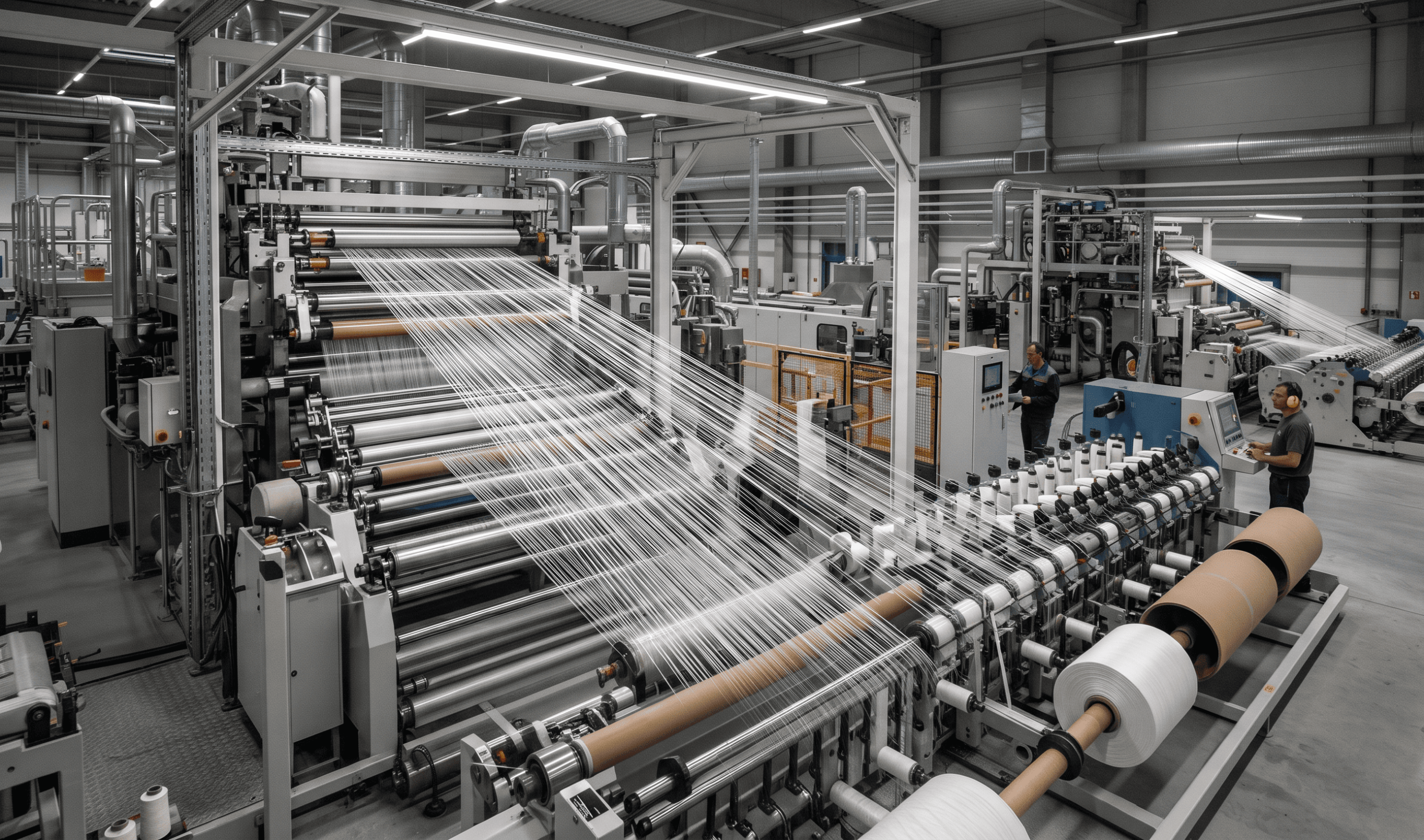 Polypropylene fiber manufacturing process in an industrial facility