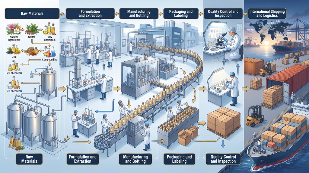 Transparent fragrance supply chain from ingredients to international distribution