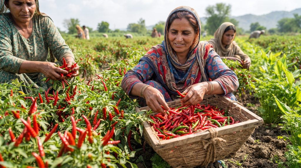 Fresh spices harvested from Pakistani farms