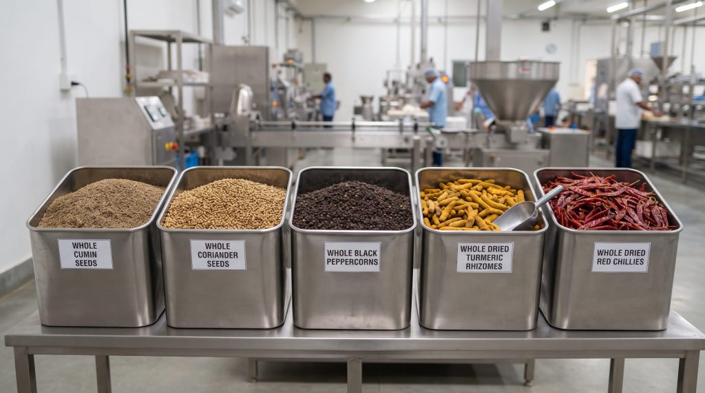 Whole spices for bulk manufacturing supply