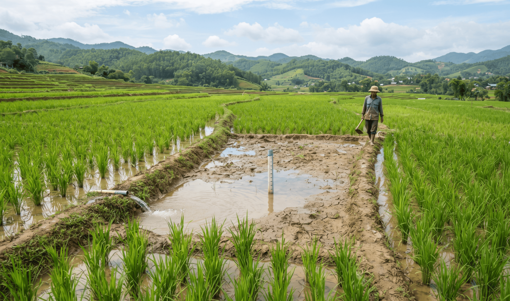 Alternate wetting and drying rice irrigation for sustainable water management