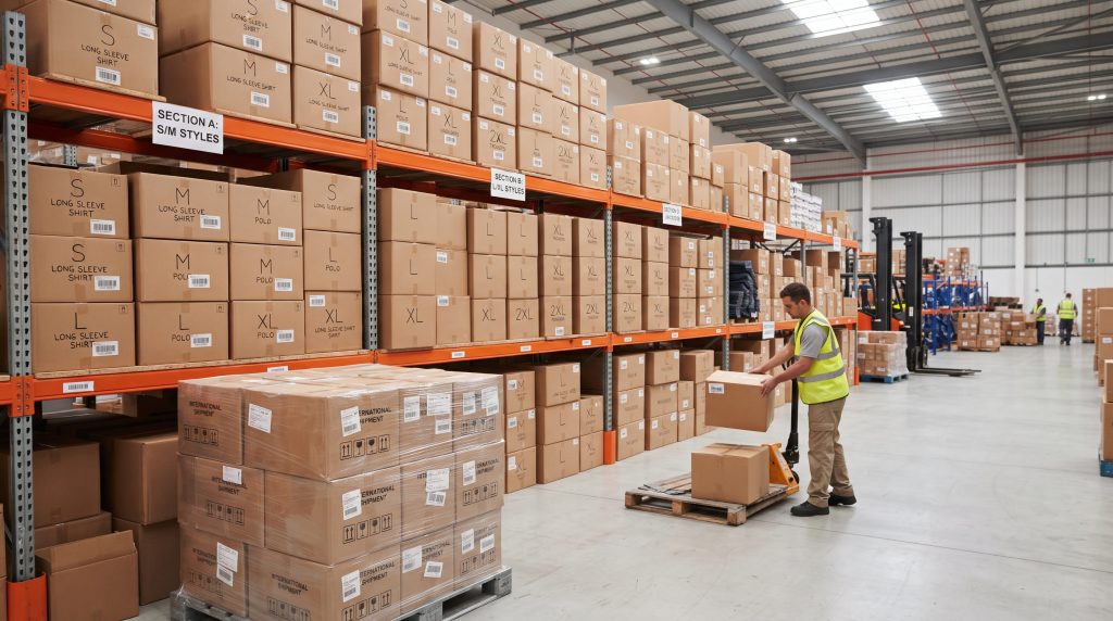 Corporate uniform warehousing and fulfillment for orders