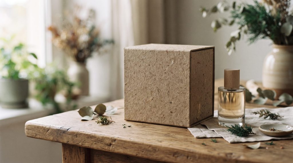 Eco-friendly luxury perfume box made from premium textured recycled paper