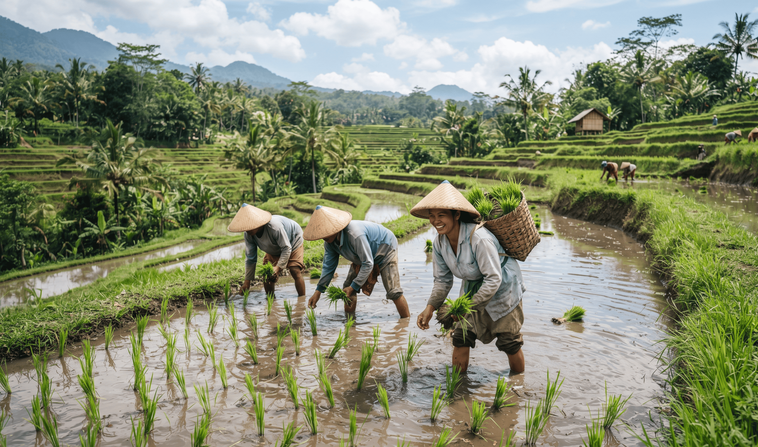 Sustainable rice farming in Pakistan with farmers working in rice fields